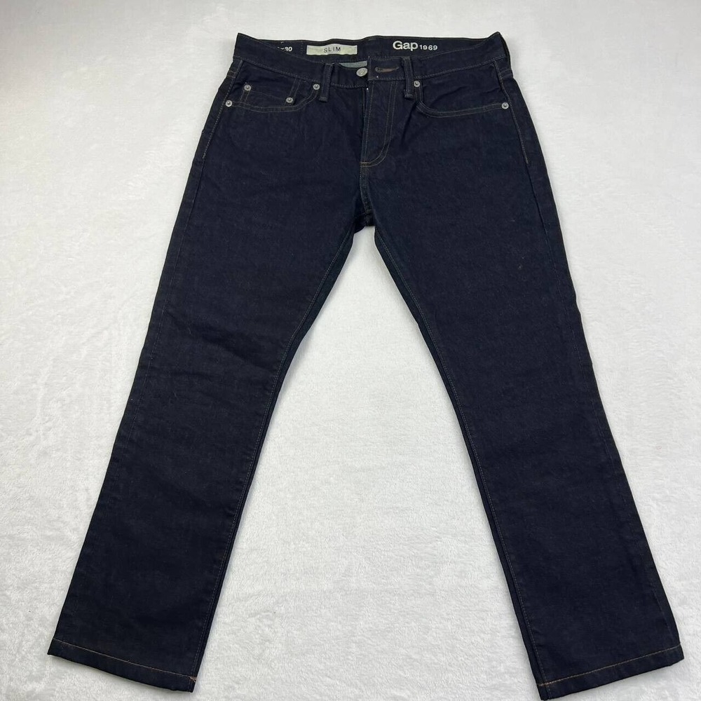 Gap 1969 Jeans Men 28 x30 Black Denim Pants Slim Fit
